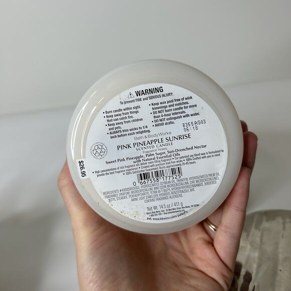 Bath & Body Works Candles Pink Pineapple Sunrise Bronzed Sunset & Sunrise Woods - Picture 4 of 6